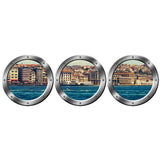 VWAQ Pack of 3 City Skyline Silver Porthole Peel and Stick Wall Decals - VWAQ Vinyl Wall Art Quotes and Prints no background