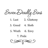 VWAQ Seven Deadly Sins Bible Vinyl Wall art Decal - VWAQ Vinyl Wall Art Quotes and Prints