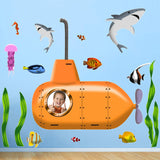 Ocean Submarine Fish Peel and Stick Wall Decals - Upload Your Own Picture - Custom Kids Room Stickers VWAQ - 16PCS HOL45