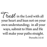 VWAQ Trust In The Lord With All Your Heart Lean Not On Your Own Understanding Bible Wall Decal - VWAQ Vinyl Wall Art Quotes and Prints no background