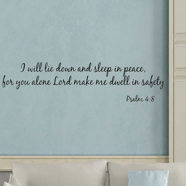 VWAQ I Will Lie Down and Sleep in Peace Psalm 4:8 Bible Vinyl Wall Decal - VWAQ Vinyl Wall Art Quotes and Prints