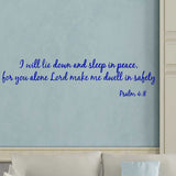 VWAQ I Will Lie Down and Sleep in Peace Psalm 4:8 Bible Vinyl Wall Decal - VWAQ Vinyl Wall Art Quotes and Prints
