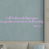 VWAQ I Will Lie Down and Sleep in Peace Psalm 4:8 Bible Vinyl Wall Decal - VWAQ Vinyl Wall Art Quotes and Prints