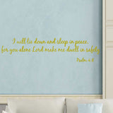 VWAQ I Will Lie Down and Sleep in Peace Psalm 4:8 Bible Vinyl Wall Decal - VWAQ Vinyl Wall Art Quotes and Prints