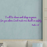 VWAQ I Will Lie Down and Sleep in Peace Psalm 4:8 Bible Vinyl Wall Decal - VWAQ Vinyl Wall Art Quotes and Prints