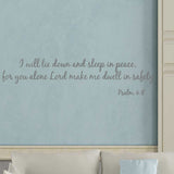 VWAQ I Will Lie Down and Sleep in Peace Psalm 4:8 Bible Vinyl Wall Decal - VWAQ Vinyl Wall Art Quotes and Prints