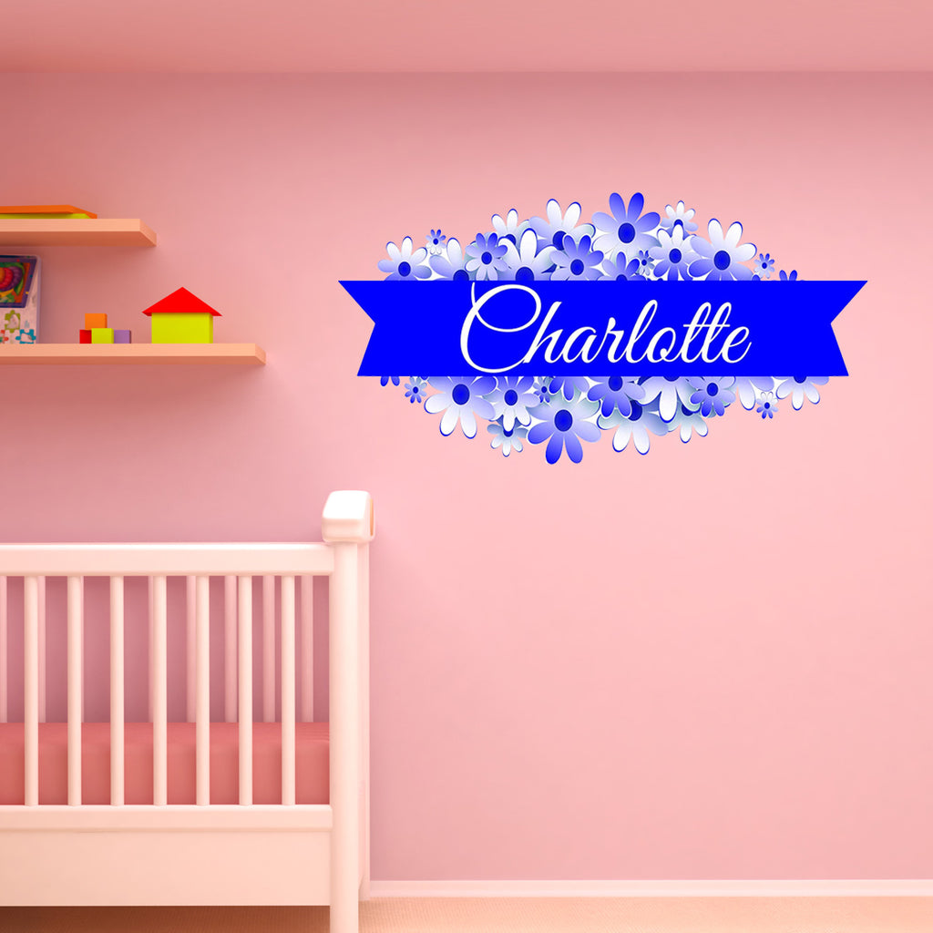 Custom Flower Name Wall Decal Customized Name Decals for Girls Rooms