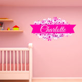 VWAQ Custom Flower Name Wall Decal - Customized Name Decals for Girls Rooms, Personalized Vinyl Wall Art Kids Decor - NS2 - VWAQ Vinyl Wall Art Quotes and Prints