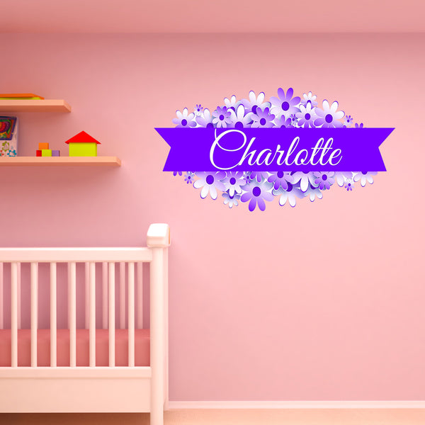 VWAQ Custom Flower Name Wall Decal - Customized Name Decals for Girls Rooms, Personalized Vinyl Wall Art Kids Decor - NS2 - VWAQ Vinyl Wall Art Quotes and Prints