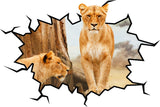VWAQ African Lioness Wall Crack 3D Safari Vinyl Wall Decal - WC14 - VWAQ Vinyl Wall Art Quotes and Prints
