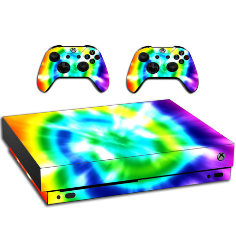VWAQ Xbox One X Skin Tie Dye Vinyl Wrap Rainbow Decals For Console And Controllers - XXGC2