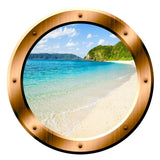 VWAQ Sandy Beach Wall Decal Porthole 3D Wall Sticker Peel And Stick Decor - BP20 no background