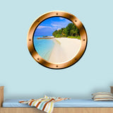 Tropical Beach Bronze Porthole Window Peel and Stick Vinyl Wall art Decal VWAQ - BP36