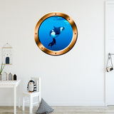 VWAQ Underwater Orca Whale Bronze Porthole Peel and Stick Vinyl Wall Decal - BP3 - VWAQ Vinyl Wall Art Quotes and Prints