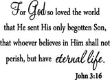 VWAQ For God So Loved The World John 3:16 Wall Decal - VWAQ Vinyl Wall Art Quotes and Prints