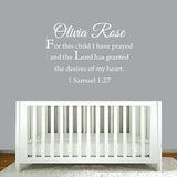 For This Child I Have Prayed Custom Name Wall Decal VWAQ