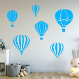 Hot Air Balloon Decals for Walls - Pack of 6 Vinyl Stickers VWAQ - Nursery Decor