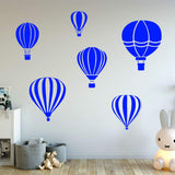 Hot Air Balloon Decals for Walls - Pack of 6 Vinyl Stickers VWAQ - Nursery Decor