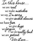 VWAQ In This House We are Real we Make Mistakes Vinyl Wall Decal - VWAQ Vinyl Wall Art Quotes and Prints