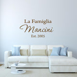 VWAQ La Famiglia Custom Italian Family Name Wall Decal Insert Family Name