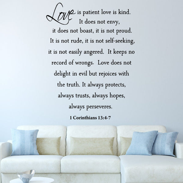 Love is Patient Love is Kind 1 Corinthians 13:47 Vinyl Wall Decal VWAQ - LIP2 Version 2