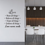 VWAQ Love Bears All Things Love Never Ends Vinyl Wall Decal - VWAQ Vinyl Wall Art Quotes and Prints