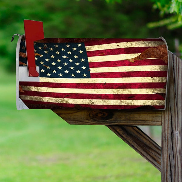 USA Mailbox Cover Fully Magnetic - Worn American Flag VWAQ - MBM21
