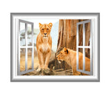 Lioness Wall Decal 3D Window Sticker Animal Wall Art Peel and Stick Mural VWAQ-NW20 - VWAQ Vinyl Wall Art Quotes and Prints no background