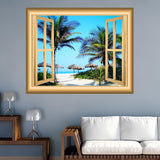 Sandy Beach Window Frame Peel and Stick Vinyl Wall Decal VWAQ - NW35