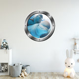 VWAQ Peel and Stick Beluga Whales Ocean Silver Porthole Wall Decal - P021 - VWAQ Vinyl Wall Art Quotes and Prints