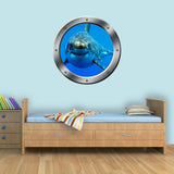 VWAQ Great White Shark Underwater Porthole Peel and Stick Vinyl Wall Decal - PO17 - VWAQ Vinyl Wall Art Quotes and Prints