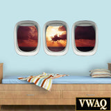 VWAQ Pack of 3 Airplane Window Sunset Scene Vinyl Wall Decals - PPW1 - VWAQ Vinyl Wall Art Quotes and Prints