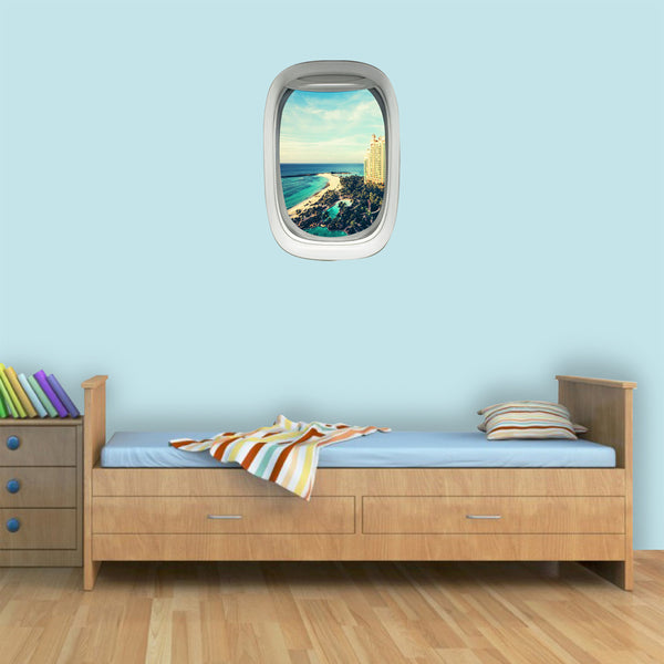 Beach Resort Aerial View Airplane Window Wall Decal - PW14 - VWAQ Vinyl Wall Art Quotes and Prints