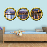 3D Window View Wall Sticker, London Skyline Cityscape Decal - Porthole Vinyl Stickers -SPW22 - VWAQ Vinyl Wall Art Quotes and Prints