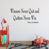 VWAQ Winners Never Quit and Quitters Never Win Vince Lombardi Wall Decal