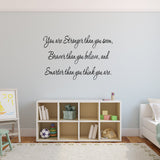 VWAQ You Are Stronger Inspirational Wall Decal Quote Vinyl Wall Art Decal - VWAQ Vinyl Wall Art Quotes and Prints